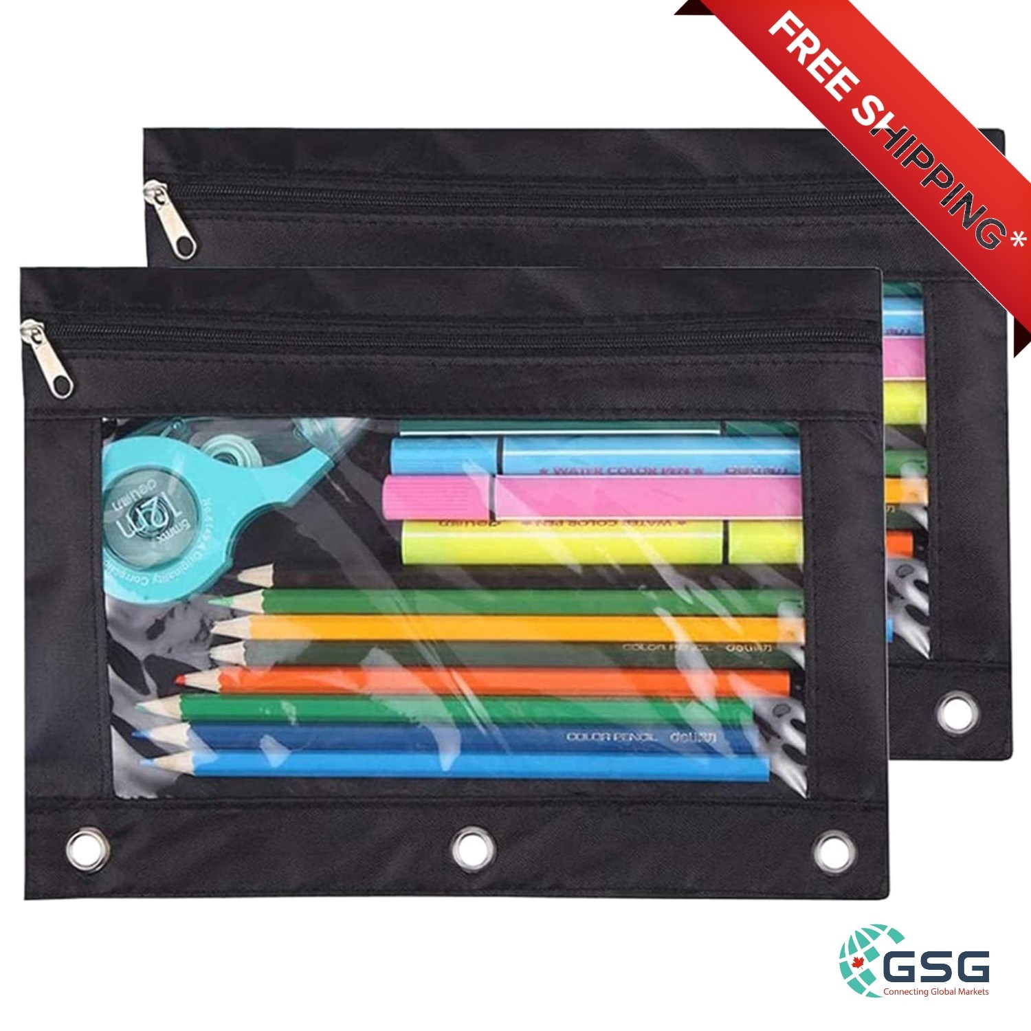 Pouch Case Binder Cosmetic Bag 2 Pack
