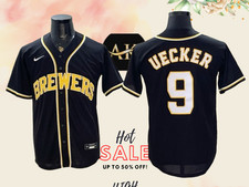 Milwaukee Brewers 9 Bob Uecker Black Cool Base Men's Stitched Jersey