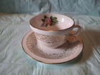 USA Gold Filigree Tudor Rose Georgian China Tea Cup & Saucer 22kt Gold Rimmed — photo 1