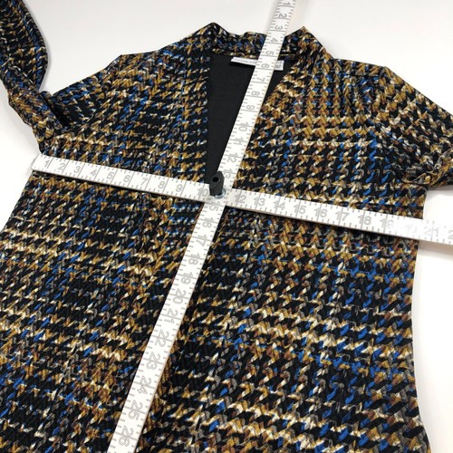 Susan Graver Medium Open Front Cardigan Duster Sweater All Over Print Brown Blue - Picture 5 of 11