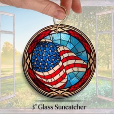 4th of July Stained Glas Sun Catcher 250 Years of Freedom 240-01