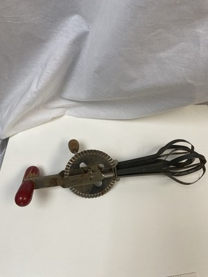 Vintage EKCO A&J Hand Beater   Red Wooden Decor Only