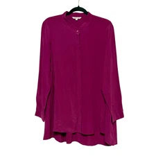 John Mark Dopamine Dressing Silk Tunic Top Women M Magenta Artsy Minimalist