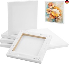 6 Stück Leinwand Zum Bemalen, 15 x 15 cm Baumwolle, Weiß Mini Keilrahmen für Ba
