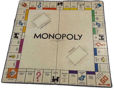 RARE! Vintage 1936 Dual Patent Parker Brothers Monopoly Game Box & Game