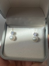 orecchini punto luce in argento 925 e vera perla