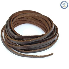 Genuine Rawhide 5mm Leather Cord - 2 Yard Flat Braiding String in Deep Espresso
