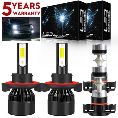 For GMC Yukon 2007 2008-2014 - 4X 6000K LED Headlight Hi/Lo Beam Fog Light Bulbs