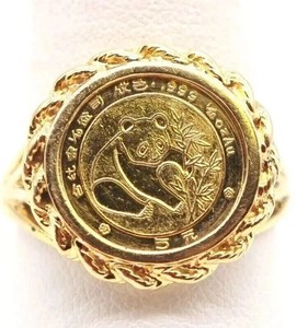 Authentic Gorgeous PANDA BEAR COIN Beauty Ring 14K Yellow Gold Plated 925 Sterling Silver