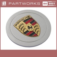 Radnabendeckel Original Porsche 911 964 Metall Silber Wappen Farbig