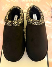 Steve Madden Selden Black Lined Tweed Trim Slip-On Slippers Women s 7