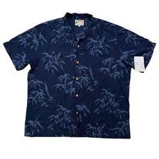 Paradise Found Shirt Mens Size XL Short Sleeve Hawaiian Floral Rayon Blue NWT