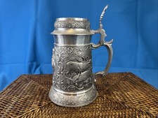 Zinn Bierkrug 18cm mit Jagdmotiv & Deckel – Sammler Krug aus Zinnguss