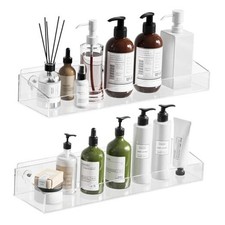 2Pack Acrylic Shower Shelves, Adhesive Bathroom Shower Caddy 2Pack-No Hook