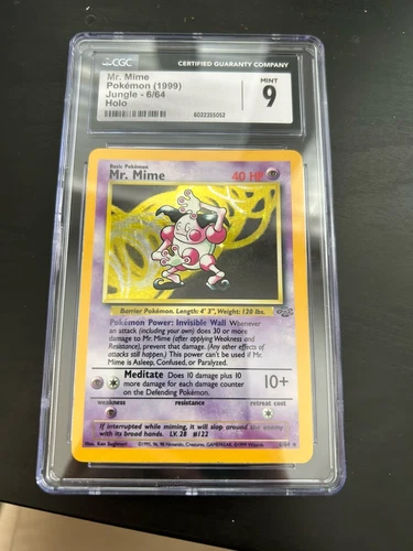 1999 Pokémon MR. MIME CGC “MINT 9” 1st Edition Jungle Set HOLO Card #6/64