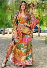 NWT Farm Rio Prainha Tropical Botanical Maxi Dress Size P Small New