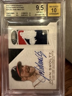 2016 topps dynasty john smoltz auto logoman patch superfractor 1/1 BGS 9.5