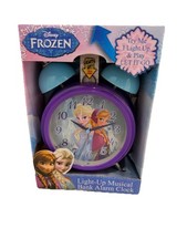 Disney Frozen Twin Bell Light Up Musical Alarm Clock Elsa Anna New In Box
