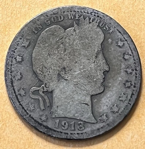 1913 Barber Quarter Semi-Key Coin Circulated