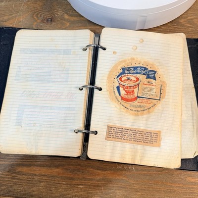 Vtg Handmade Grandma's Cookbook W/ Cutout & Typed  Recipes Binder Scrapbook