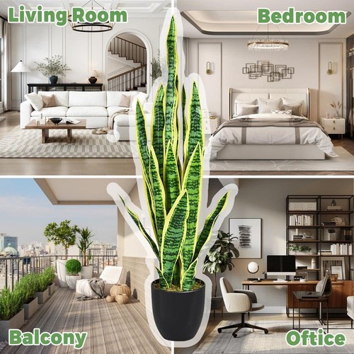 3 Fuß grün und gelb Indoor Outdoor dekorative künstliche Schlangenpflanze im Topf, - Bild 7 von 8