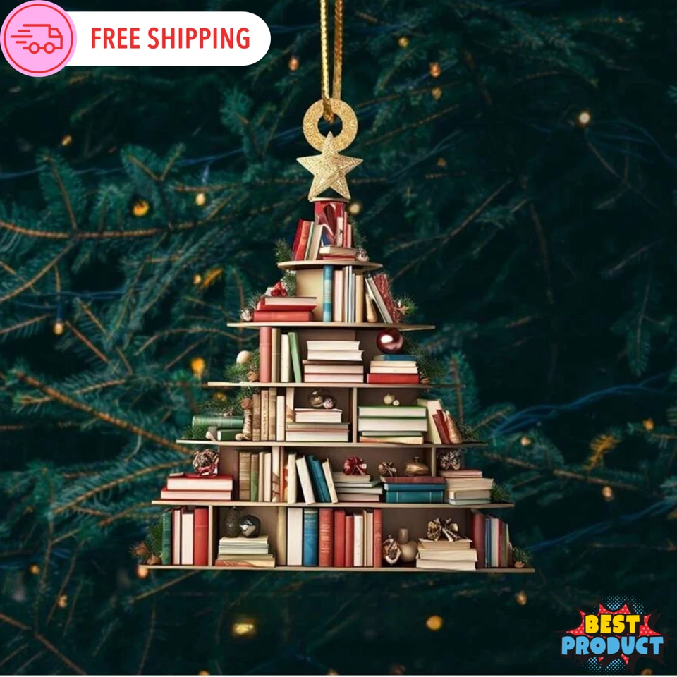 Christbaum Buchschmuck gestapelt Buch Anhänger Weihnachten Hängedeko Geschenk