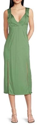 NWT IRO Paris Women Saran Strapless Side Slits Midi Dress Almond Green Sz 38 (6)