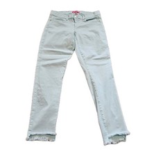 Lilly Pulitzer South Ocean Jeans Size 8 Blue Frayed Raw Hem Stretch Coastal