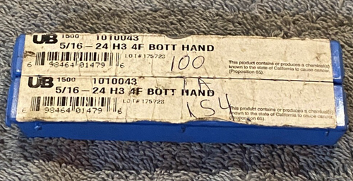 (2) Union Butterfield 1010043 4 Flute Bottoming Tap 5/16-24 2B/3B H3 4FL HSS - 第 1/4 張圖片