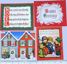 Vintage Season's Greetings Christmas Holiday Card Lot of 4-Unused-USA 1940s-50s