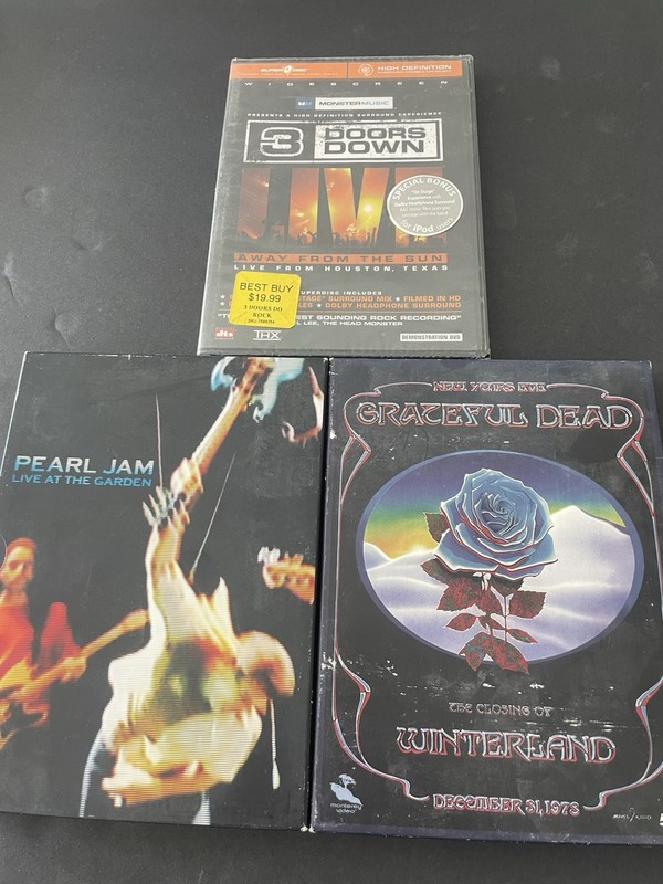 3 Rock And Roll DVDs Including Grateful Dead,Pearl Jam And 3 Doors Down