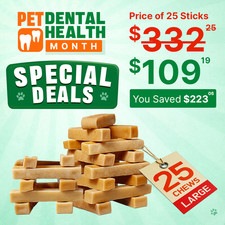 Tibetan Yak Dog Chews - 5 lb Large Natural Yak Cheese Dental Chews Value Pack