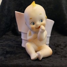 Vintage Lefton Bisque Kewpie Pink Planter  KW275 Label
