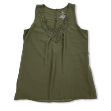 New York & Company NY&CO Green Chiffon Layered Tank Top Blouse Sz Small Stretch