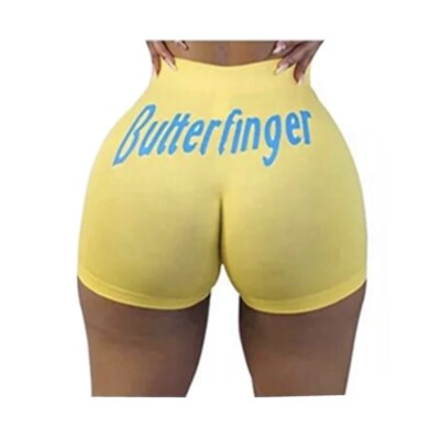 *NEW* Womens Butterfinger Booty Shorts Plus Size 2XL Snack Candy Hot Pants Yoga