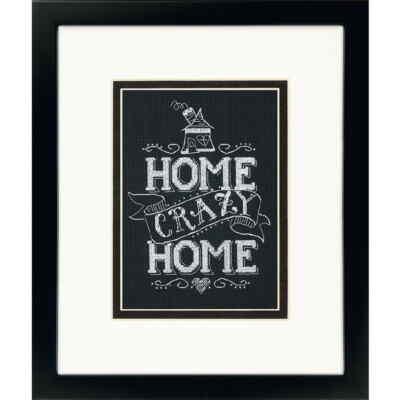 Dimensions Kreuzstich Set ''Home Crazy Home'', Zählmuster, 12,7x17,7cm
