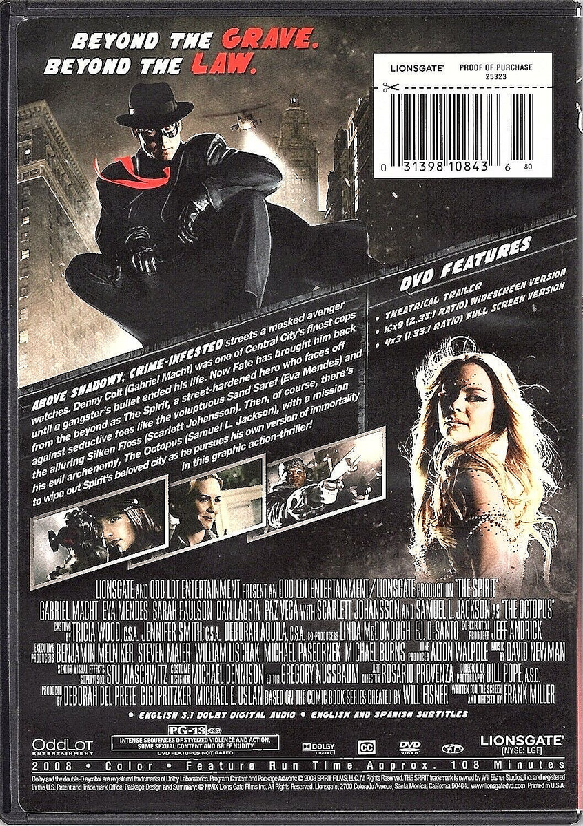 The Spirit [DVD, 2008, Widescreen/Full-Screen] Gabriel Macht