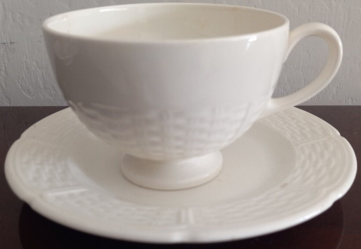Wedgwood Bone Willow Weave Tea Cup And Saucer