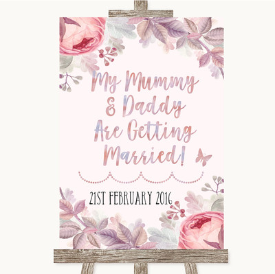Personalisiertes Hochzeitsschild Blush Rosegold & Flieder Mama Papa heiraten