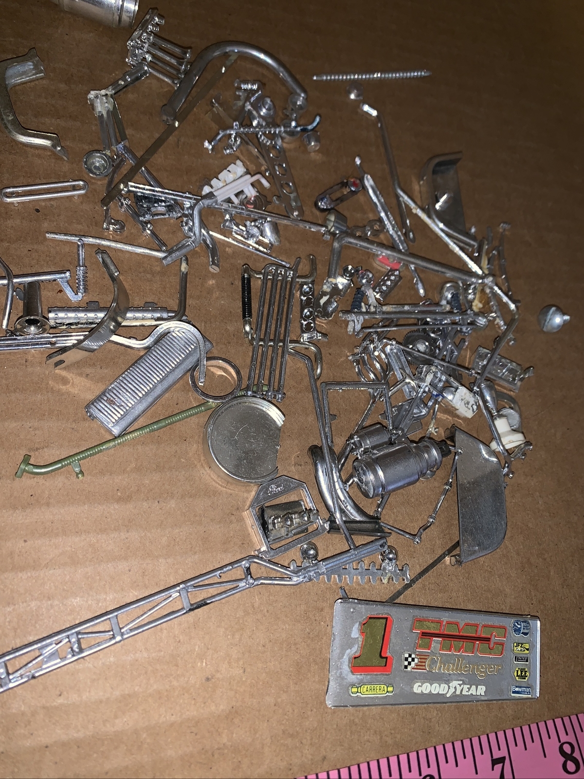 Vintage Junkyard Parts lot Of Plastic Model Car Chrome Pieces LotJY136