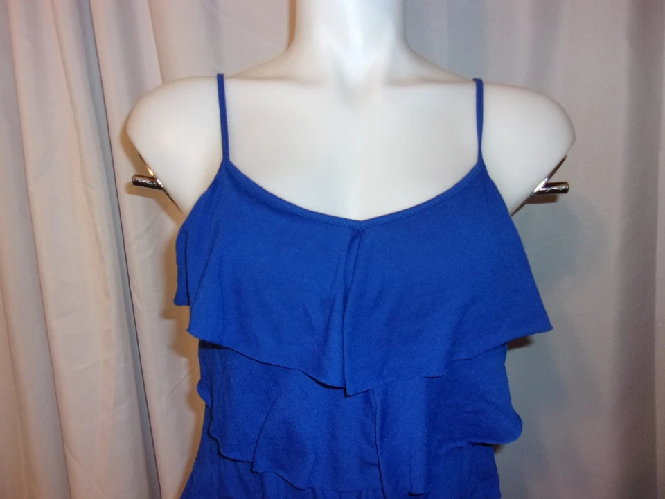 Top cami GLO para mujer azul cobalto con correa de espagueti en capas TALLA M Foto 2 de 4