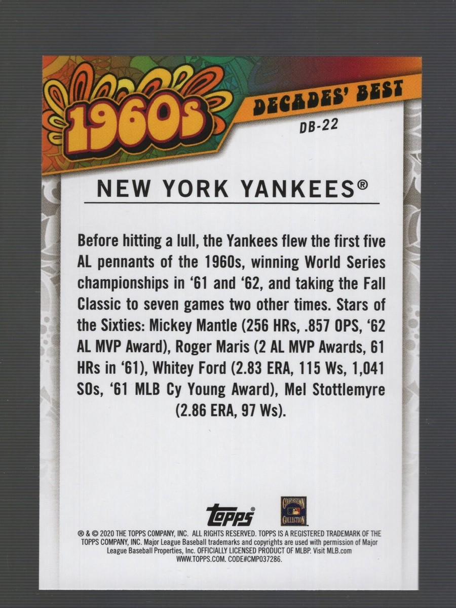 2020 Topps #DB-22 Decades' Best Teams New York Yankees 1960's | eBay