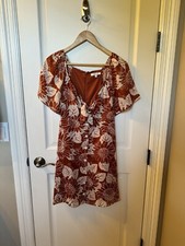 Women  s MADEWELL Silk Floral Mini Dress   Rust  Cream   2