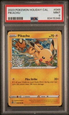 PSA 9 Pokemon Pikachu 2023 Holiday Calendar Holo Stamped Promo