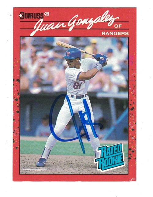Juan Gonzalez AUTOGRAPH 1990 DONRUSS ERROR BASEBALL ROOKIE CARD SIGNED