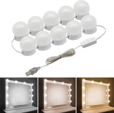 LED Removable Bulb USB Powered Vanity Mirror Lamp Hollywood Dresser Lamp