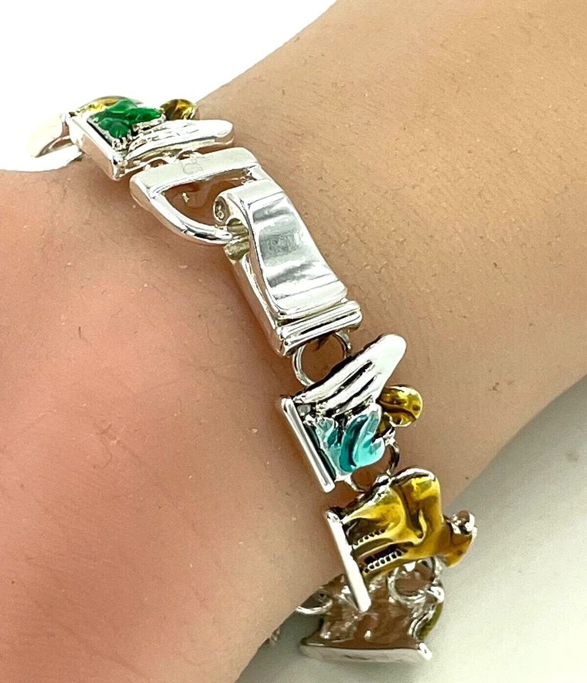 Nativity Story Charm Chain Bracelet Magnetic Clasp Size 7 White Gold Foto 3 de 4