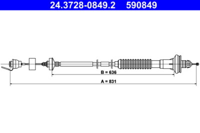 ATE 24.3728-0849.2 Clutch Cable for PEUGEOT