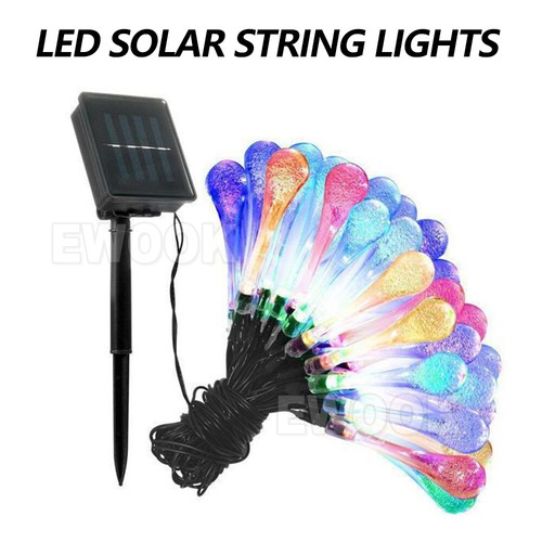 Solar Fairy String Lights 50 LED Raindrop Garden Christmas Outdoor Lighting AU - Picture 2 of 12