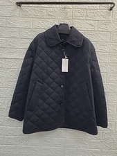 New Mango Long Sleeve Button Up Cotton Quilted Black Jacket Sz Medium